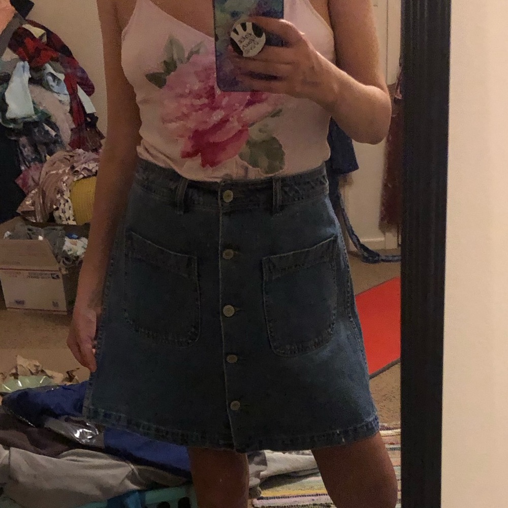 Denim button up skirt